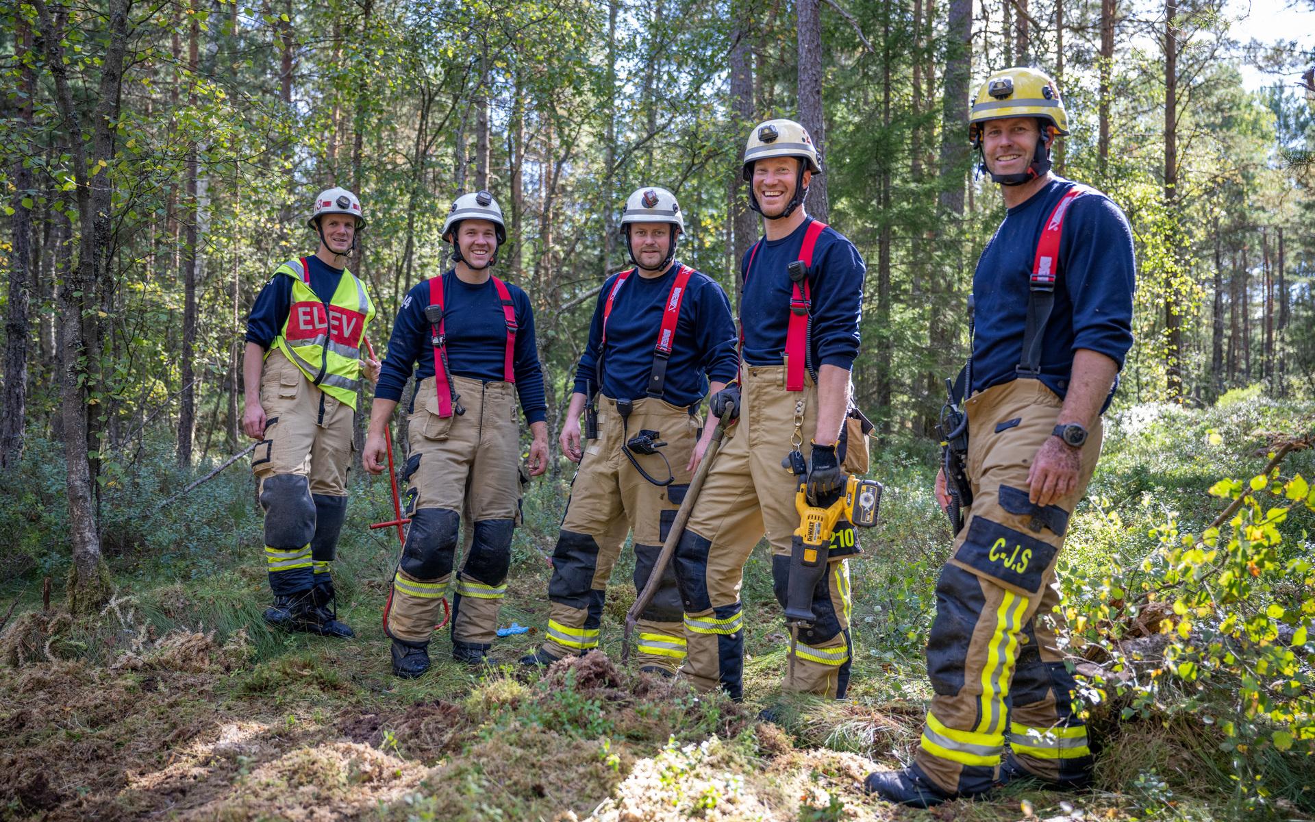 Gruppen från räddningstjänsten efter att insatsen var klar.