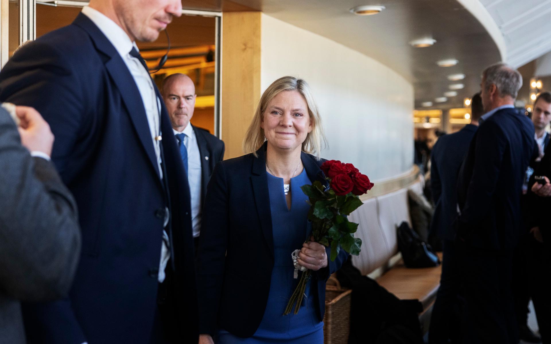 Magdalena Andersson väljs in som Sveriges första kvinnliga statsminister. Foto: Nils Petter Nilsson